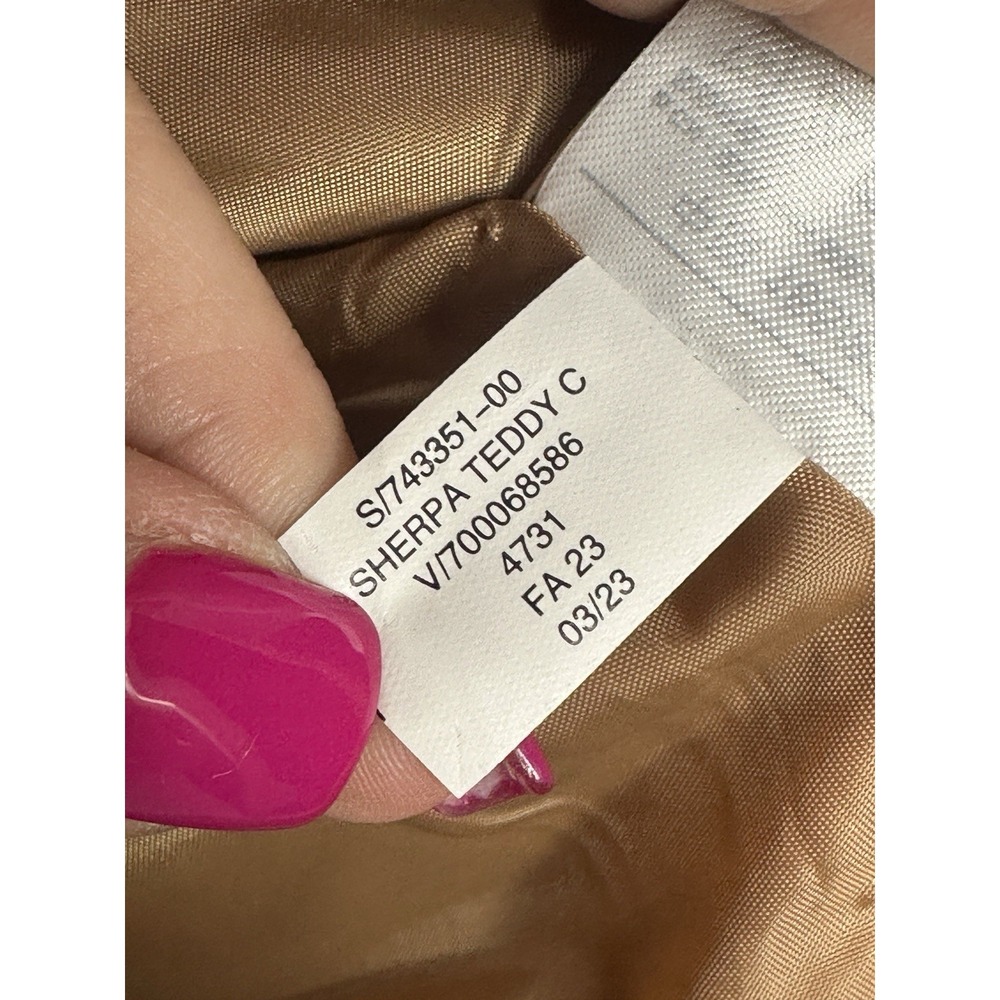GAP Sherpa Teddy Coat Camel Brown Y2K Winter Glam Oversized Jacket SMALL Cozy - Picture 12 of 13